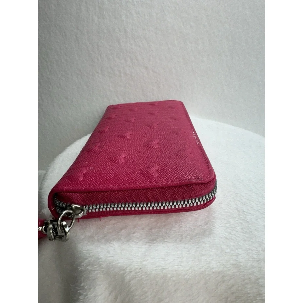 Betsey Johnson Barbie Pink Puff‎ Hearts Full Zip Wallet Wristlet Clutch EUC